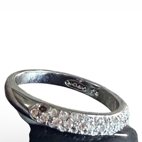 Jewelry - Vintage Avon RJ Sparkling Silver Tone Band Ring Crystal Accents  Size 10
